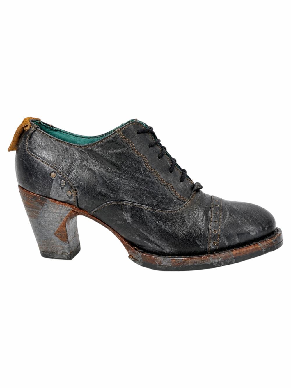 Pskaufman Crosswalk Oxford Ankle Boots Hand Paint Metallic Cap Toe Size 7